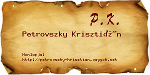 Petrovszky Krisztián névjegykártya